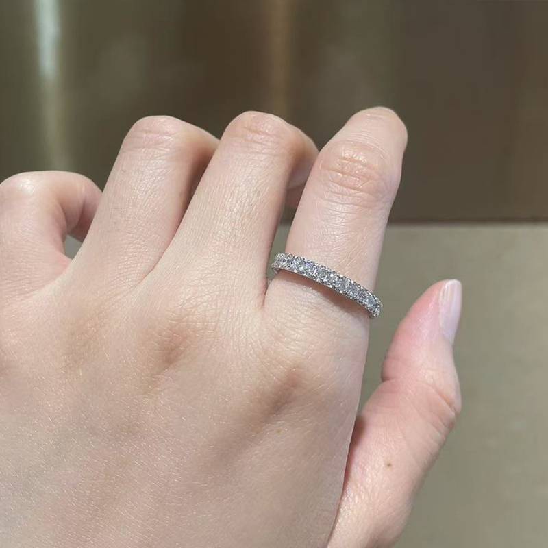 排戒S925银镀白金Women's Ring定制选款副石Moissanite0.75ct